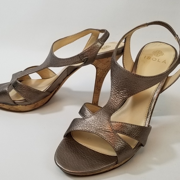 Isola Ibera Anthracite Leather Slingback Open Toe - Picture 1 of 7